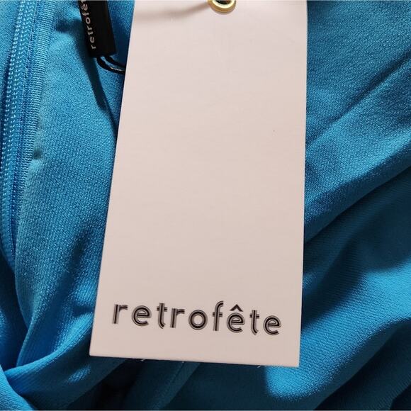 Retrofete Raven Dress in Peacock Blue Size Large Halter Open Back NWT - Picture 12 of 14